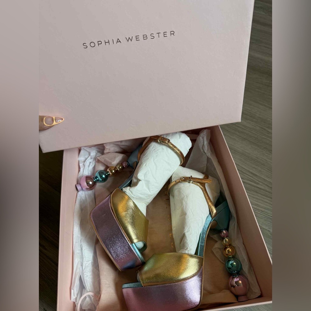 Sophia Webster Gold and Pink Platform Heels